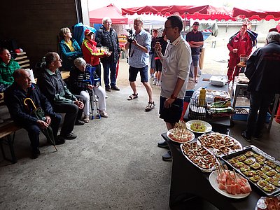 Strandkorbhalle, Buffet, Willkommen der Gäste